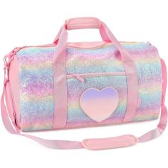 Water-Resistant & Shiny Glitter Material - The Girl Duffle Bag For Kids Is Made From Water-Resistant 16oz Cotton Canvas And Rainbow Glitter Polyester, Which Leads To Free And Safe. And This Rainbow Ballet Bag Will Shiny Under The Sun, Your Little Girl Will Be The Most Attractive Dancer When Carrying This Kids Dance Bag. Unique Design This Cute Unicorn Duffle Bag With Personalized Flowers And Unicorn Which Are Embroidered, Not Printed. So They Will Not Fade Or Disappear Like The Other Kids Duffle Girls Gym Bag, Kids Travel Bags, Sleepover Bag, Girl Sleepover, Ballet Bag, Glitter Unicorn, Sequin Bag, Weekend Travel Bags, Sports Bags Gym