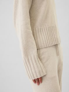 Soft cotton-blend knit. Dropped shoulder, long sleeves with ribbed cuffs. Ribbed crewneck. Ribbed hem. #521289 White Sweater, Crewneck Sweater, White Sweaters, Drop Shoulder, Crew Neck Sweater, Gap, Cashmere, Sweaters For Women, Cotton Blend