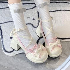 Color: Milky White Pink, Size: 40. Elegant Pumps, Rose Noir, Mid Heel Shoes, Milky White, Powdered Milk, Mid Heel, Kawaii Fashion, Brunei, Haiti