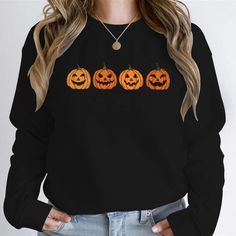 Whats included: 1 x Pumpkin/Jack-o-Lantern Halloween Sweatshirt Sizing: - Please refer to sizing chart in the image. -PLEASE ENSURE YOU DOUBLE CHECK SIZING. -Garments run small we suggest ordering up 1 size. 🌐Free Worldwide Shipping🌐 🎃Unisex sweatshirt for him or her🎃 We thank you for any purchase through our shop :) Black Long Sleeve Top For Halloween, Long Sleeve Black Top For Halloween, Spooky Black Long Sleeve Top, Spooky Orange Long Sleeve Tops, Orange Long Sleeve Spooky Top, Black Long Sleeve Halloween Sweatshirt, Black Long Sleeve Sweatshirt For Halloween, Spooky Long Sleeve T-shirt For Winter, Spooky Long Sleeve Halloween Tops