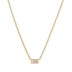 Beautifully Handcrafted Baguette Bezel Diamond In 14k Gold Hanging From A Dainty Cable Link Chain. Chic And Timeless, Wear It By Itself Or Layered, Day Or Night. An Elegant Diamond Baguette Solitaire Is Bezel-Set In This Zoe Lev Pendant Necklace. 16-18” Adjustable Chain. Marked 14k Made In Italy. 1/10 Carat Diamond Necklace Diamond Color Rating Code: F-H Diamond Clarity Rating Code: Vs Diamond Shape: Baguette Diamond Baguette, Necklace Diamond, Vs Diamond, Bezel Diamond, Baguette Diamond, Diamond Color, Diamond Shape, Diamond Clarity, Link Chain