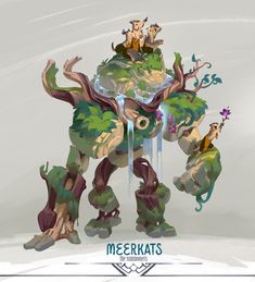 an animated image of some kind of creature with trees and animals on it's back