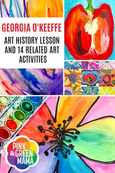 NEW! Georgia O'Keeffe Art History and Art Lessons for Kids PDF Ebook — MaryLea Harris ART Clouds Project, Skull Studies, Watercolor And Salt, Weaving Flowers, Art Room Inspiration, History Lessons For Kids, Vegetable Painting, Art History Lessons, 5th Grade Art