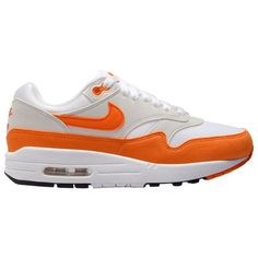 Classics are always awesome, just like the Nike Air Max 1' 87. Reigning supreme since 1987, these are the first sneakers that introduced Air to the world and continue to rule the hearts with their style and unrivalled underfoot experience. Featuring a durable leather upper, these running-inspired shoes let you zoom through the workplace, streets, city, and everywhere in absolute comfort. The tried-and-true cushioning and classic wavy mudguard guide your way, no matter how long you have been walk Retro Sneakers With Air Max Cushioning And Round Toe, Classic Low-top Orange Sneakers, Classic Orange Low-top Sneakers, Air Max Excee, French Architecture, Casual Running Shoes, Heritage Fashion, Air Max 1, To The World