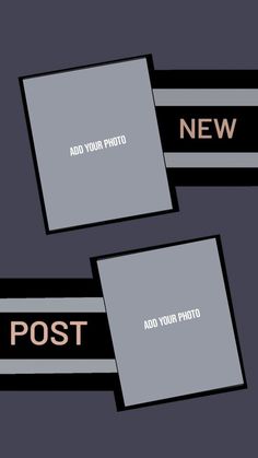 two black and white postcards with the word new on them