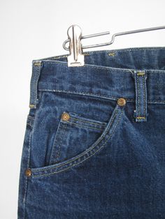 "Vintage 70s Lee Denim Jeans Sun Fade Riders Straight Leg Made in USA - 31 x 33 This pair of Lees dates to the 1970s or early '80s. It has a unique sun faded from sitting folded on a shelf for years. Great condition, with original leather patch, zipper fly, and copper rivets. Roughly a size 31 x 33 but please compare the measurements below to your favorite jeans, laid flat, to ensure a proper fit. Waist: 15 1/2\" Hip: 19 1/4\" Front Rise: 12\" Inseam: 33 1/2\" Cuff: 8\" See more vintage items: w Vintage Denim Blue Jeans With Pockets, Vintage Medium Wash Jeans With Pockets, 1970s Style Medium Wash Cotton Jeans, 1970s Medium Wash Denim Jeans, 1970s Style Medium Wash Denim Jeans, Vintage Medium Wash Rigid Denim Jeans, Vintage Dark Wash Cropped Jeans, Boy Scout Shirt, Lee Denim