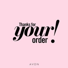 the words thanks for your order are in black on a pink background