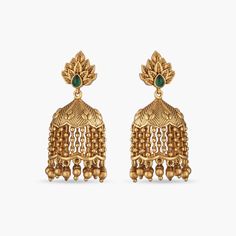 Buy Lata Antique Jhumka Earrings | Tarinika Beads Jewelry Indian Gold, Antique Jhumka, Gold Jhumkas, Temple Jewelry Necklace, Unique Earring, Indian Bridal Jewellery, Antique Gold Jewelry Indian, Buy Jewellery Online, Indian Jewellery Design