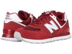 New Balance Classics ML574v2 - Men's Running Shoes : Scarlet/White : Add a vintage runner design to your wardrobe with the iconic silhouette of the New Balance Classics ML574v2 sneakers. Casual shoes with suede and mesh or textile uppers in a sporty silhouette. Foam-padded collar and tongue. Soft linings and a removable foam insole provide all-day comfort. Traditional lace-up closure. TPU heel insert for extra support. ENCAP® midsole for cushioning. Durable rubber outsole. Imported. Measurements Red Mesh Sneakers For Running, Red Mesh Sneakers For Jogging, Red Sneakers With Rubber Sole For Errands, Casual Red Sneakers For Running Errands, Mens New Balance, New Balance Classics, Vintage Runner, New Balance Sneaker, Running Shoes For Men