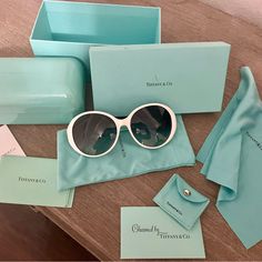 Charmed By Tiffany Sunglasses, Includes 3 Sets Of Charms, Tags & Packaging, Worn Only A Handful Of Times, Great Condition. Tiffany Sunglasses, Tiffany & Co., Sunglasses Accessories, Color White, Charms, Packaging, Women Accessories, Sunglasses, Tags