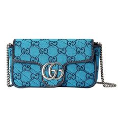 Gucci Gg Supreme Marmont Monogram Matelasse Diagonal Super Mini Shoulder Crossbody Bag 100% Authentic Guaranteed Brand New Never Been Worn Great Gift Gucci Gg Supreme Monogram Multicolor Matelasse Diagonal Super Mini Gg Marmont Shoulder Bag In Blue. This Shoulder Bag Is Crafted Of Gg Monogram Canvas In Blue. This Bag Features A Polished Silver Chain Shoulder Strap And A Front Flap That Features An Interlocking Gg Logo. The Flap Opens To A Beige Fabric Interior And Includes A Removable Key Ring. Luxury Blue Shoulder Bag With Logo, Blue Rectangular Gucci Bag, Blue Gucci Shoulder Bag For Everyday Use, Designer Blue Shoulder Bag With Logo, Elegant Blue Bag With Logo, Elegant Blue Bags With Logo, Blue Gucci Crossbody Shoulder Bag, Blue Gucci Shoulder Bag With Dust Bag, Blue Gucci Shoulder Bag With Branded Hardware