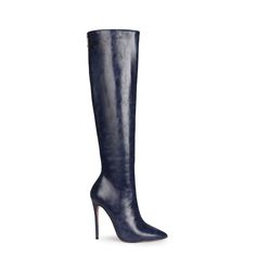 Shop Navy Blue Fashion PU Ladies Winter Pointed Toe Knee High Boots with Heels color Blue for Dancing Club, Wedding, Work with worldwide Free shipping & Free return. Stiletto Knee High Boots, Navy Blue High Heels, Boots With Heels, Navy Blue Fashion, Heels Prom, Winter Fashion Boots, Timeless Chic, Prom Heels, Ankle Strap High Heels