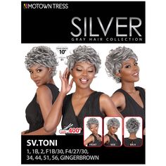 Motown Tress Silver Gray Hair Collection Full Wig - SV.TONI COLOR SHOWN: 51BRAND: Motown TressTYPE: Full WigSTYLE: Curly/PixieMATERIAL: Synthetic HairLENGTH: 10"HEAT RESISTANT: YesDYE/BLEACH/PERM: NoDESCRIPTION: Motown Tress Full Wig Safe up to 400F Pixie Curly style Short Wig Premium Collection All Day, Everyday, Easy Wear Wig Silver Gray Hair, Grey Hair Pieces, Clip In Weave, Senegalese Twist Braids, Remy Hair Wigs, Silver Grey Hair, Remy Hair Weave, Hair Lotion, Brazilian Remy Hair