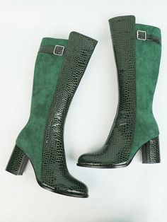 Discover the ultimate combination of style and comfort with Step into Style: Fashionable Ladies Long Boots. Boasting a sleek design and high-quality materials, these boots are perfect for any fashion-forward woman. With their long length, they provide extra warmth and protection during colder months. Step into style and elevate your wardrobe today. Color : Green Closure Type : Side zipper Insole Material : Fabric Lining Material : Fabric Outsole Material : Rubber Upper Material : PU Leather Size US Ball Girth Foot Length Heel Height Shaft Height EUR35 US5 20.5 22.06 7.3 35 EUR36 US6 20.95 22.73 7.3 35 EUR37 US6.5 21.4 23.4 7.3 35 EUR38 US7 21.85 24.07 7.3 35 EUR39 US8 22.3 24.74 7.3 35 EUR40 US9 22.75 25.41 7.3 35 EUR41 US9.5 23.2 26.08 7.3 35 EUR42 US10.5 23.65 26.75 7.3 35 Winter Faux Leather Mid-calf Boots, Trendy High Ankle Knee-high Boots For Fall, Trendy Knee-high Boots With High Ankle For Fall, Trendy Tall Boots With Round Toe, Winter Platform Boots In Faux Leather For Wide Calf, Winter Wide Calf Platform Boots In Faux Leather, Wide Calf High Ankle Boots For Winter, Wide Calf Knee-high Winter Boots, Wide Calf High Ankle Winter Boots