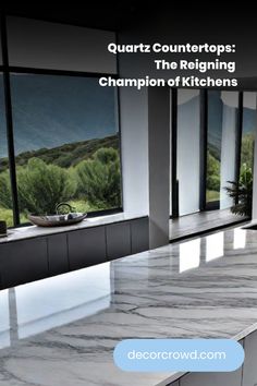 a kitchen counter top with the words quartz countertops the reliving champion of kitchens