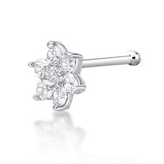 PRICES MAY VARY. DAZZLING 22G CUBIC ZIRCONIA FLOWER NOSE RING - Discover the perfect blend of elegance and comfort with a 22 gauge cubic zirconia nose ring. Designed in a straight bone flower style, this exquisite piece is available in 14k white and yellow gold. Measuring 4.5mm, it offers a hypoallergenic solution for nostril piercing, ensuring safety and style. Ideal for those seeking a diamond-like sparkle with effortless wear, this stunning nose ring promises to add a subtle yet powerful stat Flower Nose Ring, Nostril Piercing Jewelry, Nostril Piercing, Flower Cluster, Flower Style, Body Jewelry Piercing, Matching Jewelry, Nose Stud, Diamond Flower