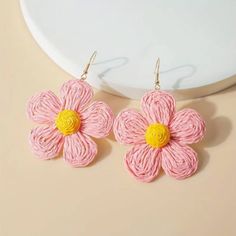 Light Pink & Yellow Raffia Flower Tropical Beach Vacation Dangle Earrings New Bundle & Save - Enjoy 20% Off When You Purchase Two Or More Items From My Closet! You Can Find Color Variations Of This Earring In My Closet. Weight: 15g Approx. 5.5cm X 7.4cm Tags: Casual, Beach Vacation, Colorful, Bright, Cheery, Spring, Summer, Hawaii, Florida, Cruise, Pool Party, Resort Wear, Boho, Bohemian, Floral Tropical Beach Vacation, Flower Tropical, Summer Hawaii, Flower Braids, Large Stud Earrings, Bridal Earrings Drop, Western Earrings, Mini Hoop Earrings, Square Earrings Studs