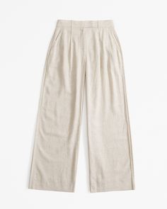 Women's A&F Harper Tailored Linen-Blend Pant | Women's Bottoms | Abercrombie.com Chic Relaxed Fit Flax Bottoms, High Waist Linen Pants With Relaxed Fit, High-waist Linen Bottoms In Neutral Color, Wide Leg Linen Bottoms For Spring, Summer Linen Bottoms In Neutral Color, Spring Linen Wide-leg Bottoms, Linen Wide-leg Pants For Spring, High-waisted Linen Bottoms In Flax Color, Flax Wide Leg Relaxed Fit Pants