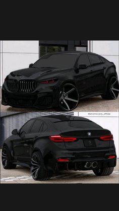 two different views of a black bmw car