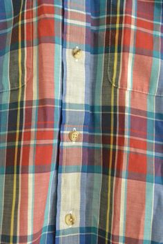 Vintage Plaid Multicolored Short Sleeve Two Pocket Western Button Up Shirt (Sz M) Brand Is Unknown Casual Multicolor Shirt For Fall, Casual Multicolor Fall Shirt, Multicolor Casual Fall Shirt, Casual Yarn-dyed Button-up Tops, Colorful Long Sleeve Casual Shirt, Multicolor Collared Tops With Pockets, Multicolor Summer Shirt With Pockets, Summer Multicolor Shirt With Pockets, Multicolor Button-up Shirt With Pockets