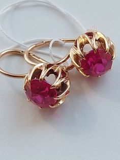 Vintage 14K Beautiful Water Lily Earrings Ruby Corundum USSR 583 Rose Gold Soviet Retro Russian Women's jewelry, Vintage gift for woman and girlBase Metal: Gold 14K (Russian Hallmark: 583 Star with Sickle and Hammer)Base Stone: Ruby LAB (synthetic)Manufacturer Country: USSR Soviet Union RussiaTotal weight: 4.33 g.Enjoy your shopping! Antique Ruby Ring, Girl Base, Lily Earrings, Russian Jewelry, 3 Earrings, Beautiful Water, Gift For Woman, Rings Gold, Ruby Earrings