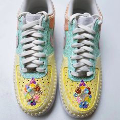 Custom Nike AF1 by Neha Assar Pastel Sneakers For Spring Streetwear, Pastel Lace-up Custom Sneakers For Streetwear, Pastel High-top Custom Sneakers For Streetwear, Reception Lengha, Bridal Makeover, Mehndi Patterns, Pastel Mint, Silver Paint, Asian Bridal