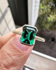 3 CT Emerald Cut Green Moissanite Engagement Ring, Unique Half Bezel Setting Wedding Ring, Vintage Solitaire Anniversary Ring For Her ✦Description of Ring 💎 Center Stone Details 💎 → Shape: Round Cut (Lab Created Emerald) → Size: 3.00 CT → Color: Black → Clarity: VVS1 → Luster: Excellent → Make: High Quality The stones in jewelry are 100% hand-crafted it is cut and polished by our experienced craftsman. Moissanite is the best alternative to diamond. ✦ We Hiyaan jewels happily accept customized Bezel Set Wedding Ring, Half Bezel Setting, Anniversary Rings For Her, Half Bezel, Ring Emerald Cut, Emerald Cut Engagement, Bezel Set Ring, Emerald Cut Rings, Emerald Engagement Ring Cut