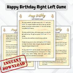 happy birthday right lett game with an image of the letter and stamp on it