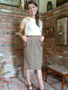 Pretty Preppie Pencil Skirt Fifties Madras Cloth Plaid Pockets Vintage Pencil Skirt, School Look, Vintage Pencil, School Looks, Hip Ups, Kick Pleat, Vintage Skirt, Fashion Ideas, Dress Skirt