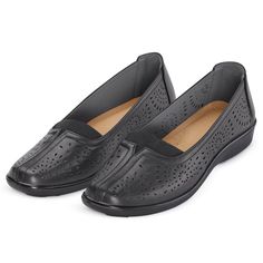 Designed With Comfort In Mind, These Slip-On Shoes Are Ideal For Everyday Wear. Stylish And Versatile, They Have Padded Insoles With Built-In Arch Supports And Flexible, Lightweight, Skid-Resistant Soles. The Easy On/Off Design Features Stretch Inserts In Front And Laser Cut Details. Polyurethane; Imported. Choose: Brown Or Black. Available In: Sizes: 6, 7, 8, 9, 10 (Half Sizes Order Next Larger Size). Comfortable Black Slip-on Flats, Casual Slip-resistant Round Toe Flats, Slip-on Walking Shoes With Non-slip Sole, Slip-on Walking Shoes With Non-slip Sole And Flat Heel, Comfortable Non-slip Walking Shoes With Round Toe, Slip-on Slip-resistant Comfortable Flats, Comfortable Slip-on Slip-resistant Flats, Comfortable Non-slip Slip-ons With Round Toe, Comfortable Non-slip Flats With Round Toe