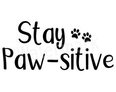 the words stay paw - sitve are written in black ink