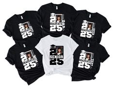 five black and white tshirts with the number 25 printed on each t - shirt