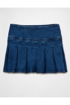 Lightweight cotton denim/Pleated skirt Denim Pleated Mini Skirt, Pleated Denim Mini Skirt, Jean Skort, Denim Pleated Skirt, Pleated Denim Skirt, Crochet Tank Tops, Pleated Denim, Lace Corset Top, Mesh Long Sleeve