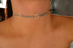 Chain is adjustable. Minimalist Choker Jewelry With Adjustable Length, Minimalist Adjustable Choker Jewelry, Minimalist Adjustable Choker, Silver Metal Choker With Adjustable Length, Simple Silver Choker Jewelry, Adjustable Silver Metal Choker, Adjustable Round Dainty Choker, Delicate Sterling Silver Choker, Adjustable Round Trendy Choker