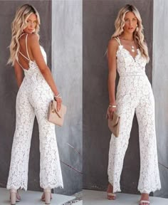 Reception Jumpsuit, White Lace Jumpsuit, Womens Summer Jumpsuits, Jumpsuit White, Shower Outfits, Style Jumpsuit, Bridal Jumpsuit, Type Style, Wedding Jumpsuit