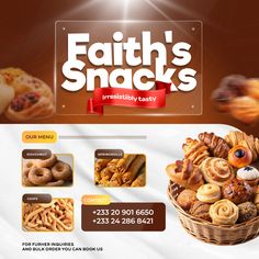 a flyer for a bakery that sells snacks