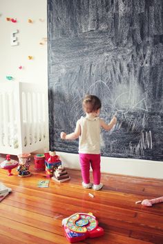 The rockstar diaries Chalk Wall, Diy Chalkboard, Chalkboard Wall, Summer Projects, Wall Board, Kids Playroom, Kid Spaces, New Wall, Kids' Room