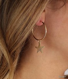 "\" THE STAR GIRL HOOP \" Stars and hoops are a few of our favorite things! This pair of star hoop earrings can beautifully put together an outfit. Its the perfect accessory to layer with your other ear accessories or simply alone! Take a look at our earrings section for more earrings like this! https://www.etsy.com/shop/TommassiniJewelry?ref=hdr_shop_menu&section_id=13989321 L E T S . T A L K . E A R R I N G S ✤ Available in 14k gold filled or sterling silver ✤ MATERIAL IS GREAT FOR MOST SE Dainty Star-shaped Hoop Earrings For Everyday, Trendy Star Embellished Jewelry Gift, Trendy Star Embellished Jewelry For Gifts, Trendy Star-embellished Jewelry Gift, Hoop Earrings With Star Charm, Trendy Gold Hoop Earrings With Star Charm, Star-shaped Pierced Hoop Earrings As Gift, Star-shaped Hoop Earrings For Everyday, Trendy Star-shaped Nickel-free Hoop Earrings