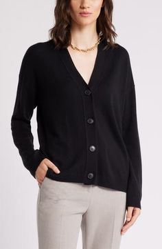 Versatile V-neck Cardigan For Layering, Solid Color V-neck Cardigan For Everyday, Solid V-neck Cardigan For Layering, Everyday Solid V-neck Cardigan, Everyday Solid Color V-neck Cardigan, Everyday V-neck Cardigan, Versatile V-neck Cardigan With Button Closure, Versatile Everyday Cardigan With Button Closure, Versatile V-neck Cardigan For Daywear