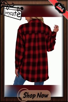 Red Plaid Print Loose Style Lightweight Shirt Jacket Loose Style, Plaid Print, Red Plaid, Shirt Jacket, Winter Jackets, Fall Winter, Plaid, Red