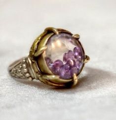 Kaleidoscope Shakers ring.Gilded sterling silver ring made of rock crystalls and amethysts. The size is 6 (USA) or by order. The diameter of the box is 0.5 inches. The amethysts are rolling  between two rock crystalls! Amethysts that play with You! This kind of rings can be made with many other variations and combinations of gems for Your request! The size is also for Your request! Double Diamond Ring, Dual Birthstone Ring, Milgrain Wedding Ring, Custom Birthstone Ring, Birthstone Ring Mothers, Mothers Day Rings, Birthstone Stacking Rings, Sapphire Eternity Ring, Silver Pearl Ring