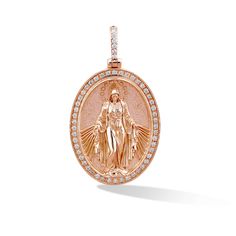 14k Gold Virgin Mary Pendant with Diamonds Elevate your faith with our meticulously crafted Virgin Mary pendant, a symbol of divine connection. This extraordinary piece is handcrafted in the heart of New York, ensuring unrivaled quality. Available in rose, white, or yellow 14k gold, adorned with your choice of pave natural or lab diamonds, it's a testament to both elegance and spirituality. Key Features: Choose from 14k gold in rose, white, or yellow, embracing your unique style. Sparkling pave Spiritual Oval Rose Gold Jewelry, Virgin Mary Pendant, Diamond Color Grade, Diamond Settings, Virgin Mary, Round Brilliant Cut Diamond, Diamond Clarity, Lab Diamonds, Brilliant Cut Diamond