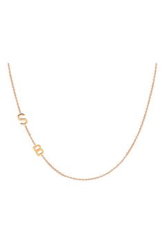 Double 14k gold asymmetrical initial necklace Necklaces For Girlfriends, Initials Necklace, Handwriting Necklace, Name Necklaces, Gold Name Necklace, Necklace For Girlfriend, Kids Necklace, Discount Jewelry, Engraved Necklace