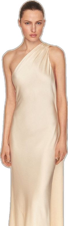 Elegant Beige V-neck Slip Dress, Chic Beige Midi Dress With Asymmetrical Neckline, Beige Bias Cut Dress For Party, Elegant Square Neck Mini Dress For Dinner, Beige Evening Dress With Asymmetrical Neckline, Elegant Mini Dress With Asymmetrical Neckline For Wedding, Beige Bias Cut Formal Dress, Formal Beige Bias Cut Dress, Elegant Silk Dress With Subtle Sheen