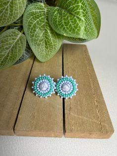 Handmade beaded earrings with hypoallergenic posts for comfortable all day wear. Mini Beaded Earrings, Beaded Stud Earrings, Earring Art, Earring Inspo, Handmade Beaded Earrings, Beaded Things, Beaded Earrings Diy, Beautiful Beadwork, Mini Studs