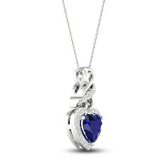 A mesmerizing heart-cut blue lab-created sapphire is haloed by shimmering round white lab-created sapphire in this this vibrant women's pendant necklace. Fashioned in sterling silver, the 18-inch cable chain secures in place with a lobster clasp. Jared The Galleria Of Jewelry, White Lab, Jewelry Blue, Sapphire Necklace, Necklace Sterling Silver, Cable Chain, Lobster Clasp, Sapphire, Lab