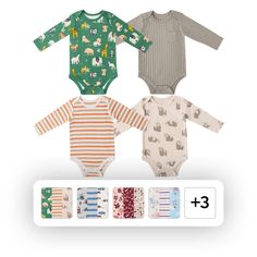 You will love getting your baby ready in one of our favorite bodysuits!  Your Adorable Baby will feel happy and perfect all day every day and even more happy on play dates when wearing our favorite Bodysuits. When they get to wear these cute and adorable created by Members Mark, you will love these 4pack Bodysuits Bundle. These bodysuits are perfect for playtime, story time, and feeding time. The long sleeves are essential for cool days and feeling easy breezy warm and cozy. We offer Exciting and trending color combinations, Cute, Cool and unique prints and patterns to match with awesome graphics which makes these Bodysuits instant eye-catchers and easy to mix and match with other pieces in your baby’s wardrobe! Our Adorable Styles are designed with the perfect fit and made with the necess Long Sleeve Cotton Bodysuit With Cartoon Print, Cotton Long Sleeve Bodysuit With Cartoon Print, Spring Long Sleeve Bodysuit With Cartoon Print, Spring Cartoon Print Long Sleeve Bodysuit, Spring Long-sleeve Bodysuit With Cartoon Print, Cute Long Sleeve Bodysuit For Playtime, Casual Long Sleeve Bodysuit With Cartoon Print, Spring Bodysuit With Cartoon Print For Playtime, Playful Cartoon Print Bodysuit For Spring