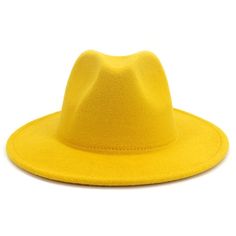 Felt Wide Brim Hat Color: Yellow/Royal Size: 22" Additional Colors available Fedora Hat Style, Mens Fedora Hat, Fedora Hat For Women, Cowboy Hat Styles, Gambler Hat, Flat Top Hat, Mens Fedora, Wool Fedora Hat, Womens Fedora