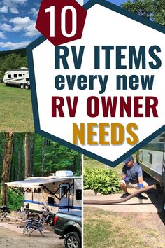 rv items are shown with the words rv items every new rv owner needs