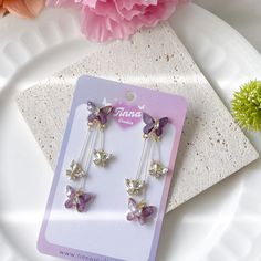 Cute Purple Butterfly Drop Dangle Earrings Cottagecore - Etsy China Purple Jewelry Aesthetic, Fairycore Butterfly Earrings For Gift, Fairycore Earrings, Summer Fashion Dresses Casual, Earrings Cottagecore, Cottagecore Earrings, Korean Earrings, Jewelry Aesthetic, North Hollywood